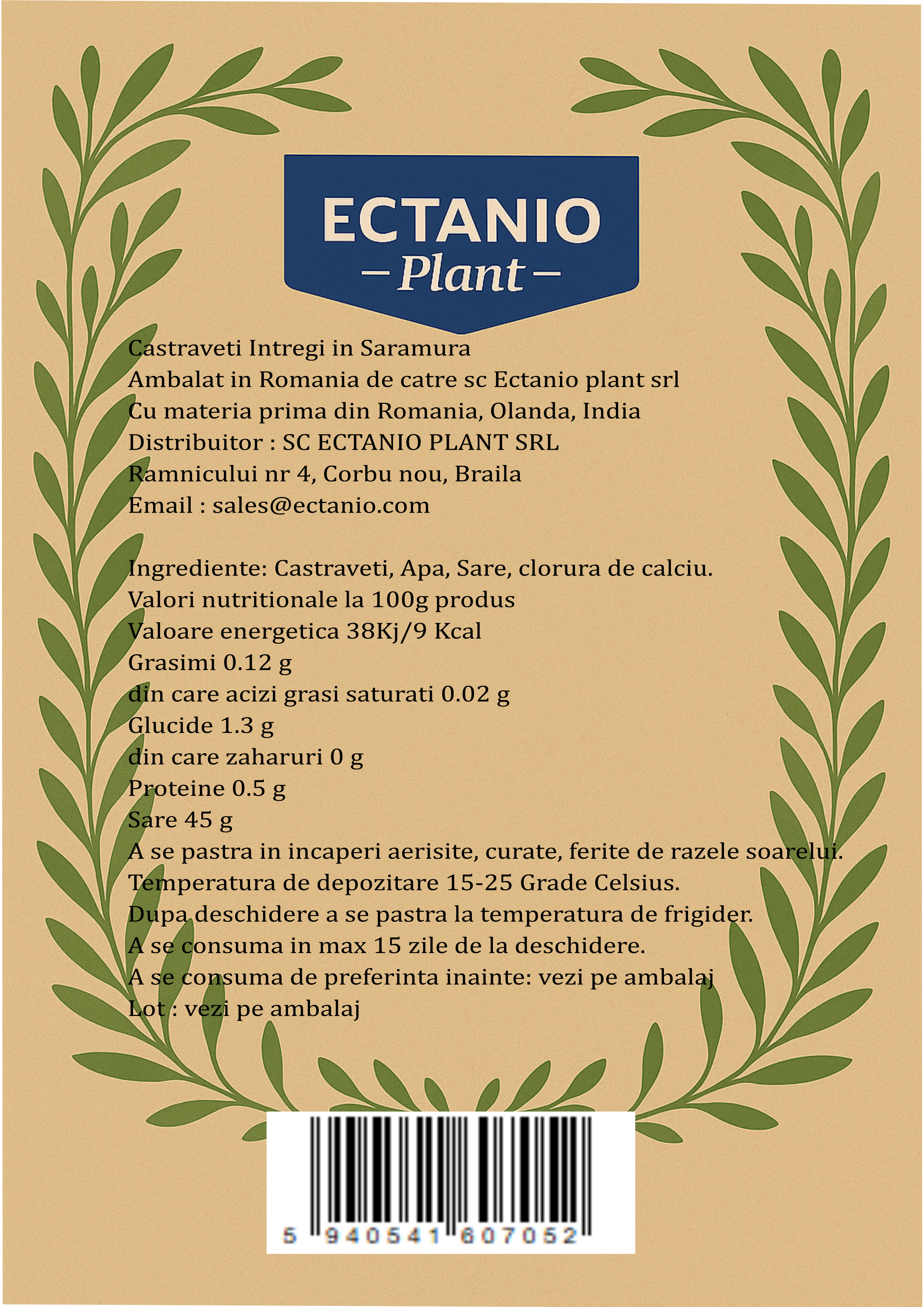 Etichetă spate – Castraveți întregi în Saramură