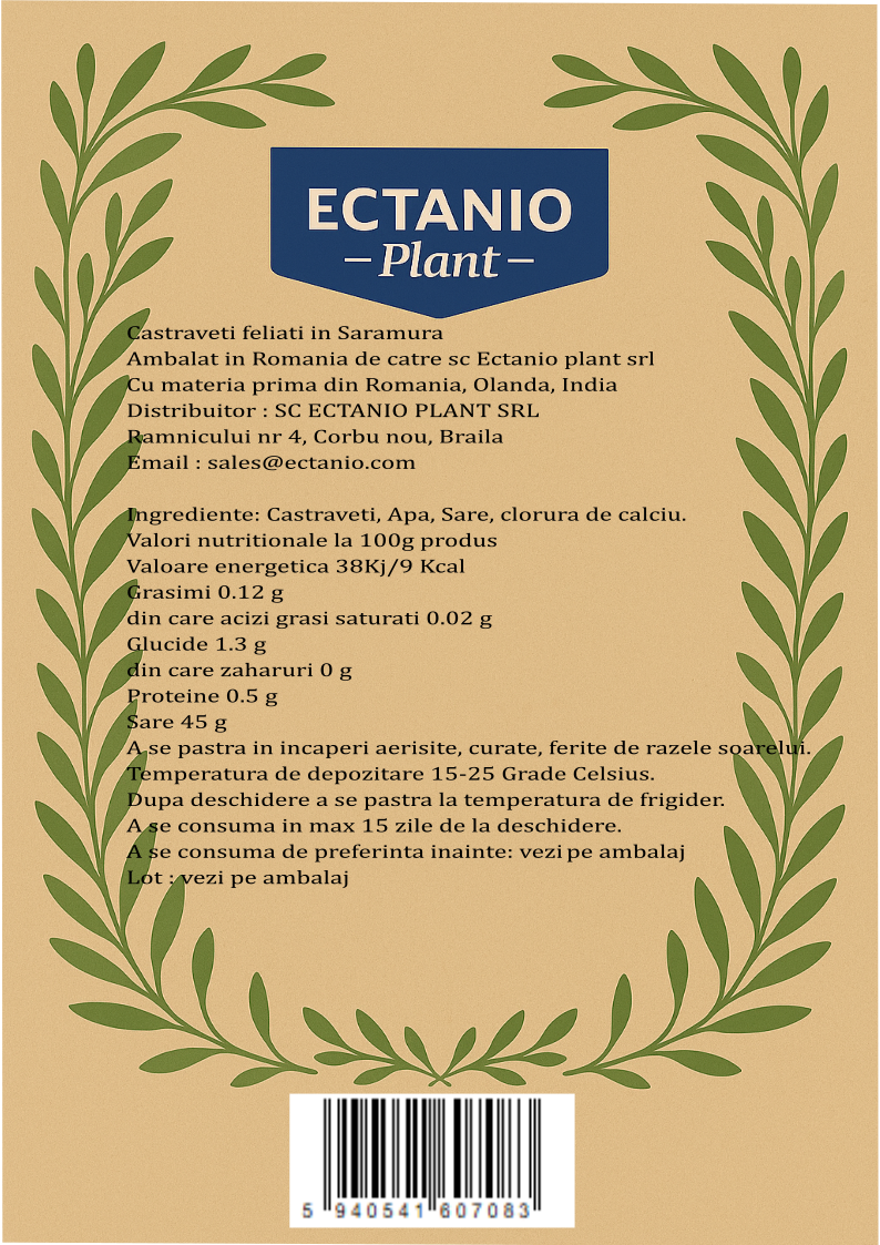 Etichetă spate – Castraveți feliați în Saramură